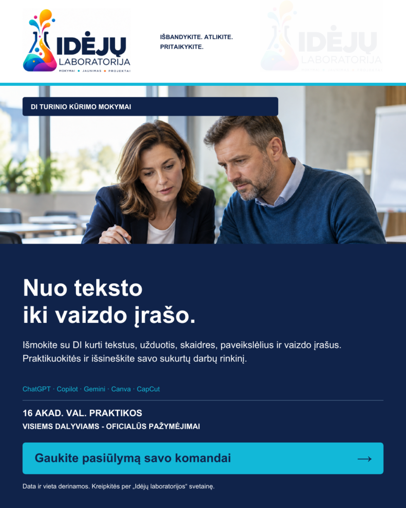 DI kūrybos laboratorija: nuo teksto iki vaizdo įrašo
