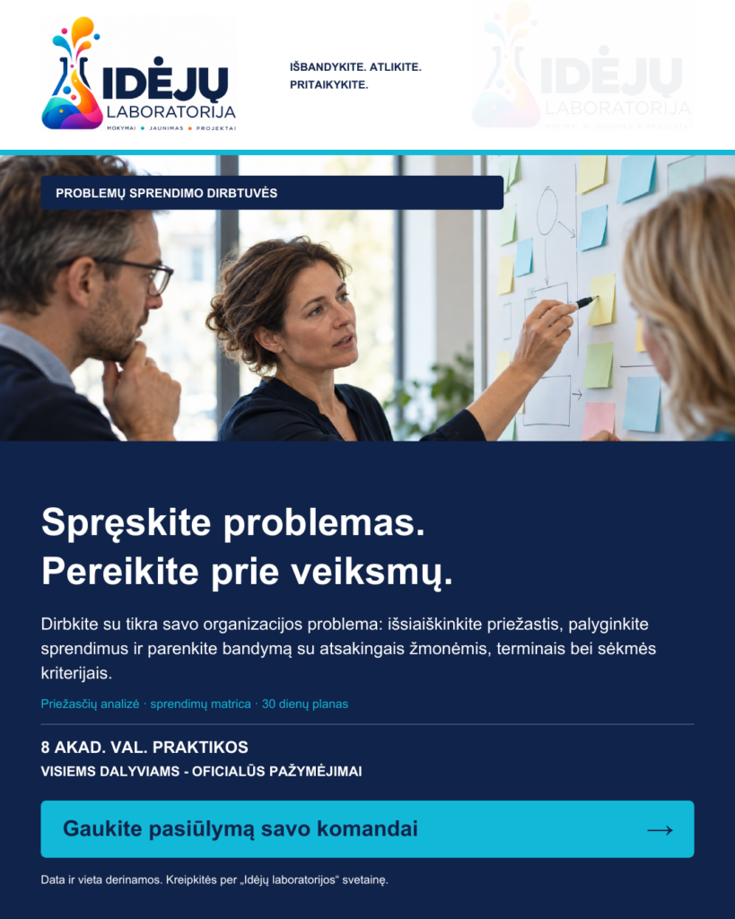Sprendimų laboratorija: įrankiai nuo problemos iki veiksmo