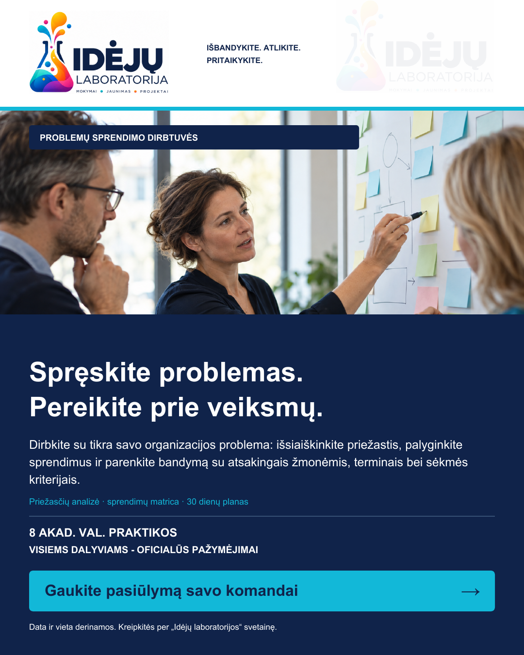 Sprendimų laboratorija: įrankiai nuo problemos iki veiksmo
