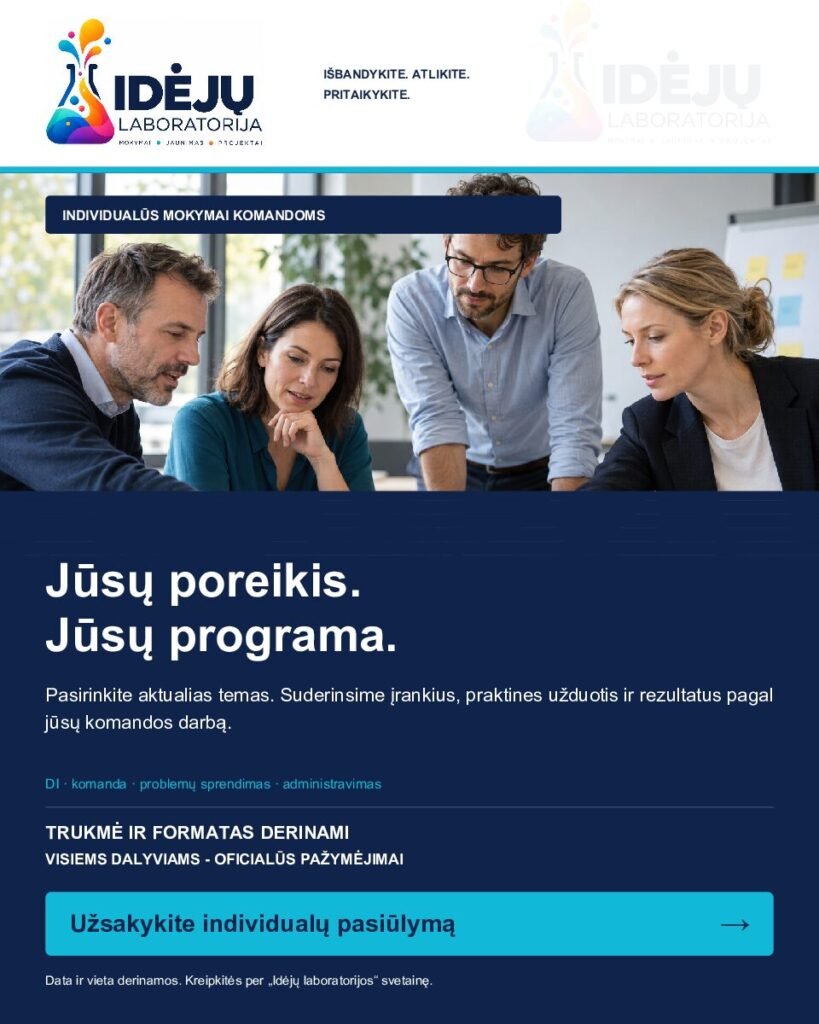Mokymai pagal jūsų poreikį: programa jūsų komandai